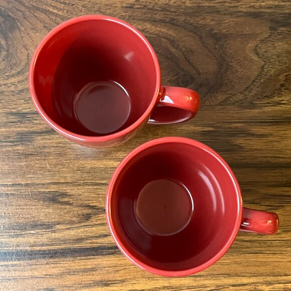 Set of 2 Corelle 12oz Red Stoneware Coffee Mugs Tea Cups Vintage - Picture 6 of 9